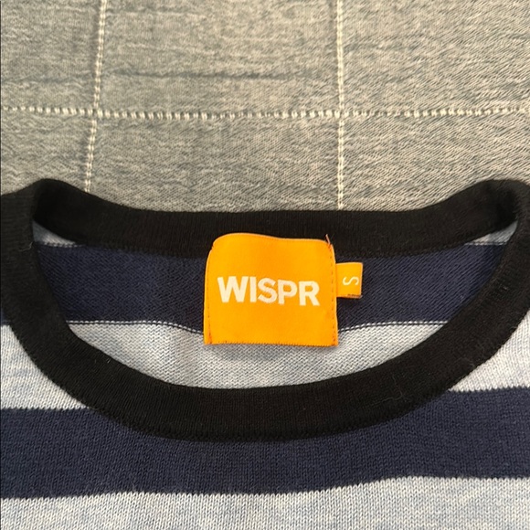 Black, white, and blue Crewneck Sweater Asymmetrical Stripes-Wispr - Picture 2 of 3